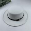 Autumn and winter British European and American style belt buckle flat top top top hat men's and women's wide brim sunshade retro woolen black ja