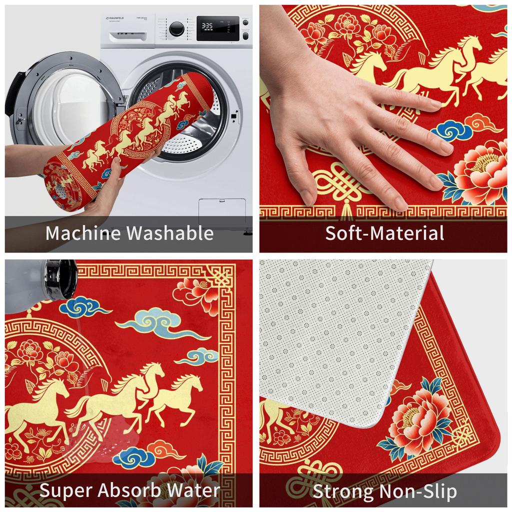 2026 New Year Welcome Spring Festival Gifts Floor Door Bath Mats Anti-Slip Outdoor Doormat Bedroom Balcony Entrance Carpet Rug