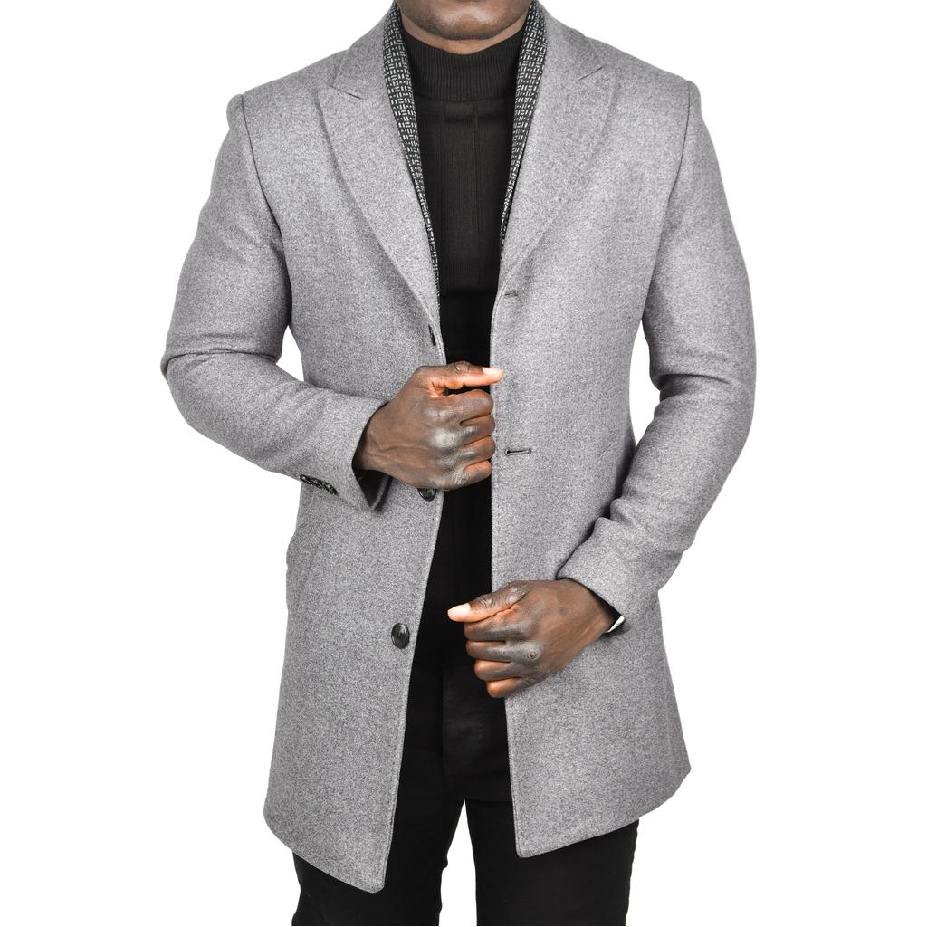 DeepSEA Çift Yaka Yakası Çıkabilen Dar Kesim Düğmeli Uzun Kaşe Kaban 2407001