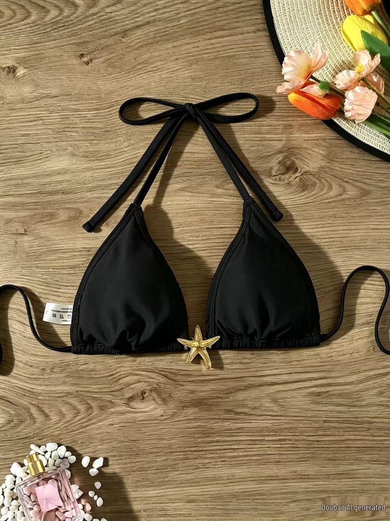2026 European New Fashion Sexy Solid Color Swimsuit Bikini Top
