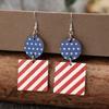 Retro Inspire Portable Earrings with Unique Multiple Layer Print and Flag Sequins Decoratiion for Festive Occasions