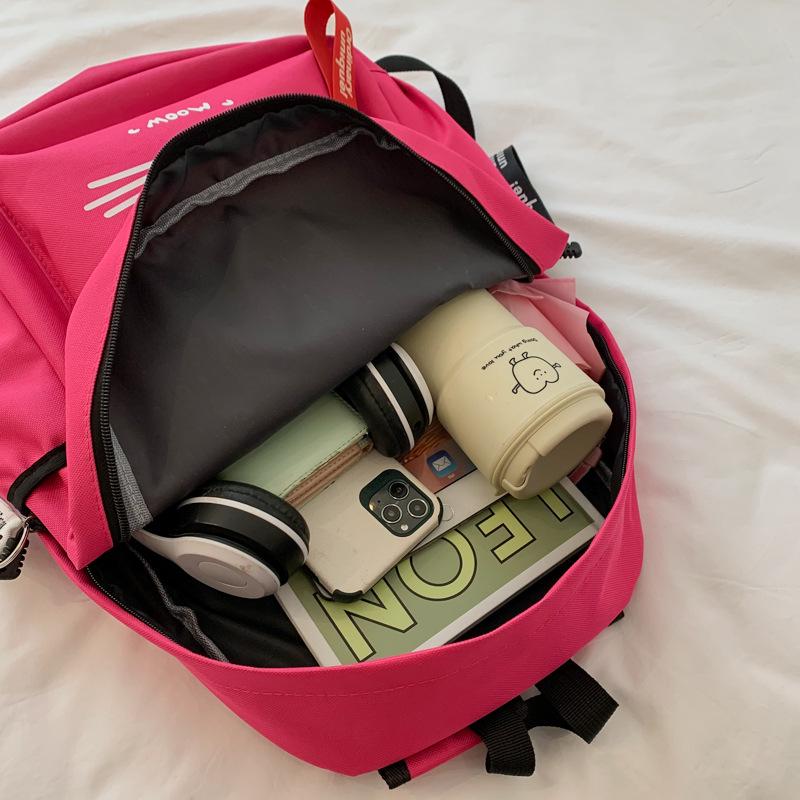 Trendy Cat Ear Canvas Backpack - Versatile School Style for Students