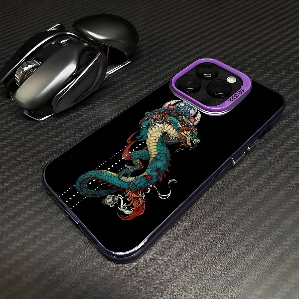 Yakuza Drachen Tattoo Handyhülle Für iPhone17,16,15,14,13,12,11 Plus,Pro Max Lila Matt Stoßfeste Hülle