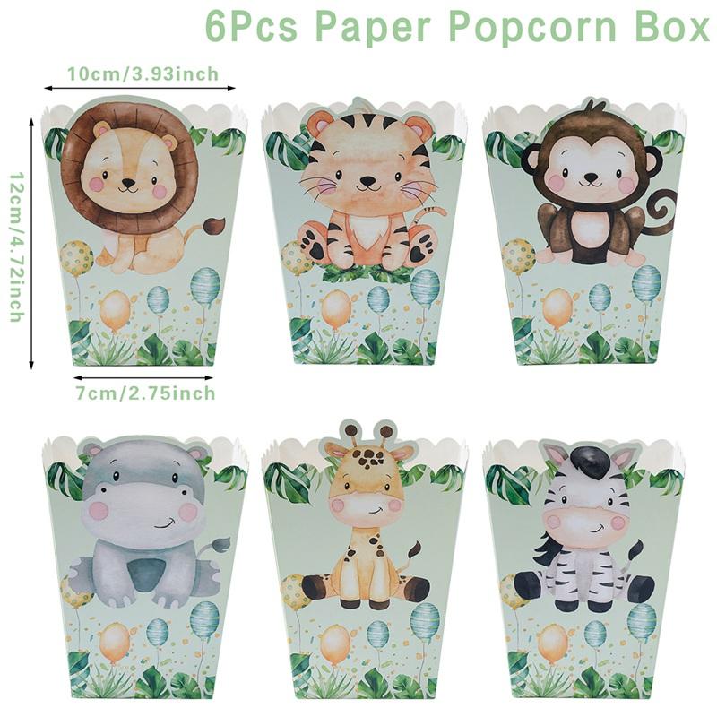 Jungle Safari Popcorn Candy Box Mermaid Butterfly Donut Hawaii Birthday Party Decor Kids Strawberry Wedding Party Supplies Gifts