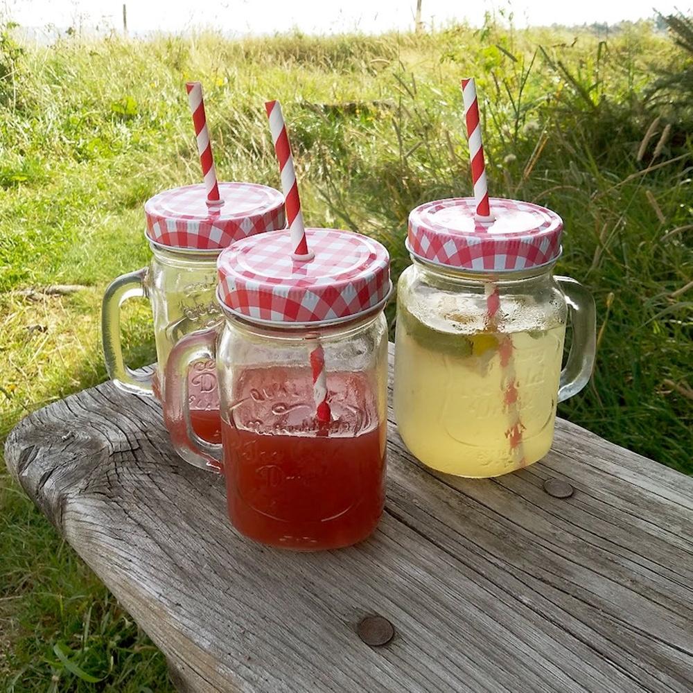 Słoik Kubek Pokrywka Słomka Szklanka na Napoje Wodę Lemoniadę