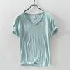 T-shirt da uomo semplice in cotone sottile traspirante slim a maniche corte T-shirt casual da uomo tinta unita a maniche corte Maglietta di base