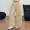 Women's Casual Fashion Drawstring Loose Wide Leg High Waist Straight Pants