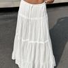 White Midi Skirt Spring Summer 2025 New European and American White Skirt Versatile Casual Cake Skirt Women