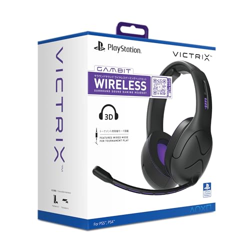 Officially Licensed Sony Product: PDP Victrix Gambit PS5 Gaming Headset, Wireless/Wired, Black, with Mic [Official Japanese Product]