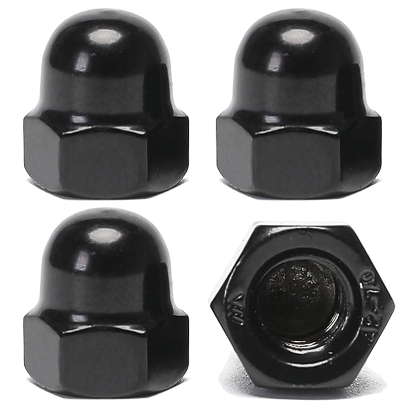 Black License Plate Retainer Nuts/Screws Compatible with Volvo S60/ XC60/ XC90/ S40/ S80/ V60/ V90 (Screws onto Existing Stud) - Tall Dome 304 Stainless Steel (304)