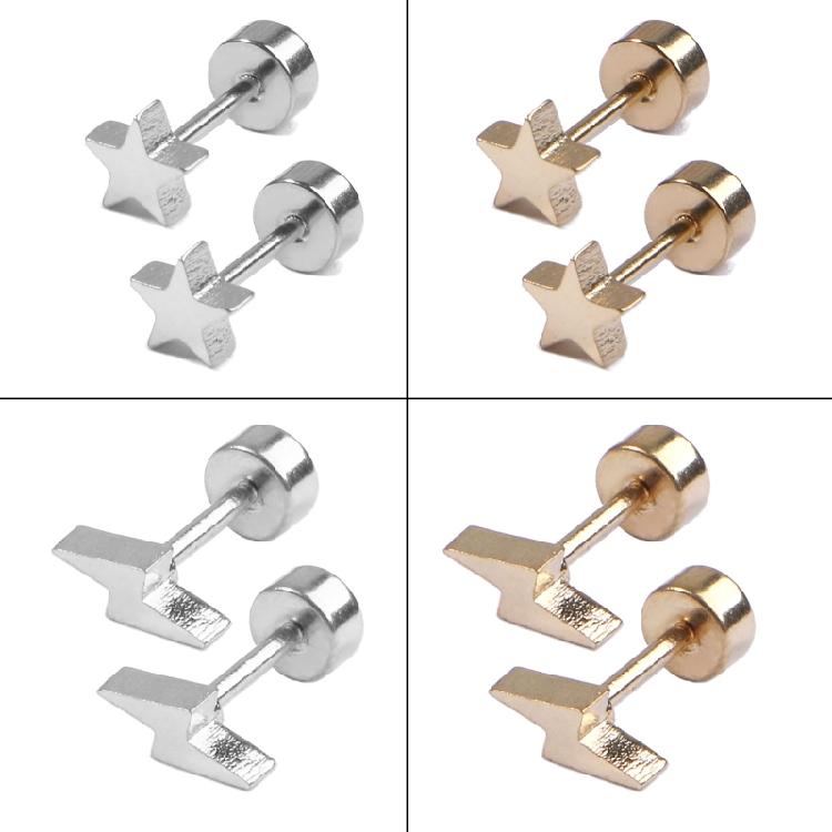 18-Pair Tiny Stud Earrings Star Moon for Triangle Ball Screwback Earrings for Un