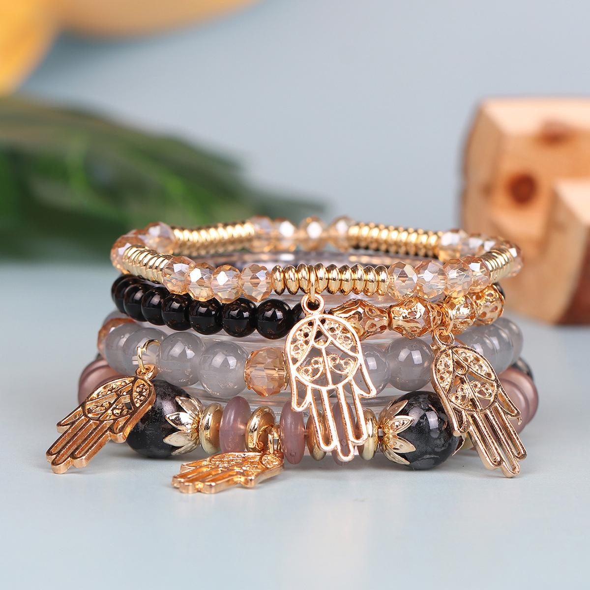 JYL TS Bracelet  Bohemian Palm Pendant Set Invokes Protection & Prosperity Black