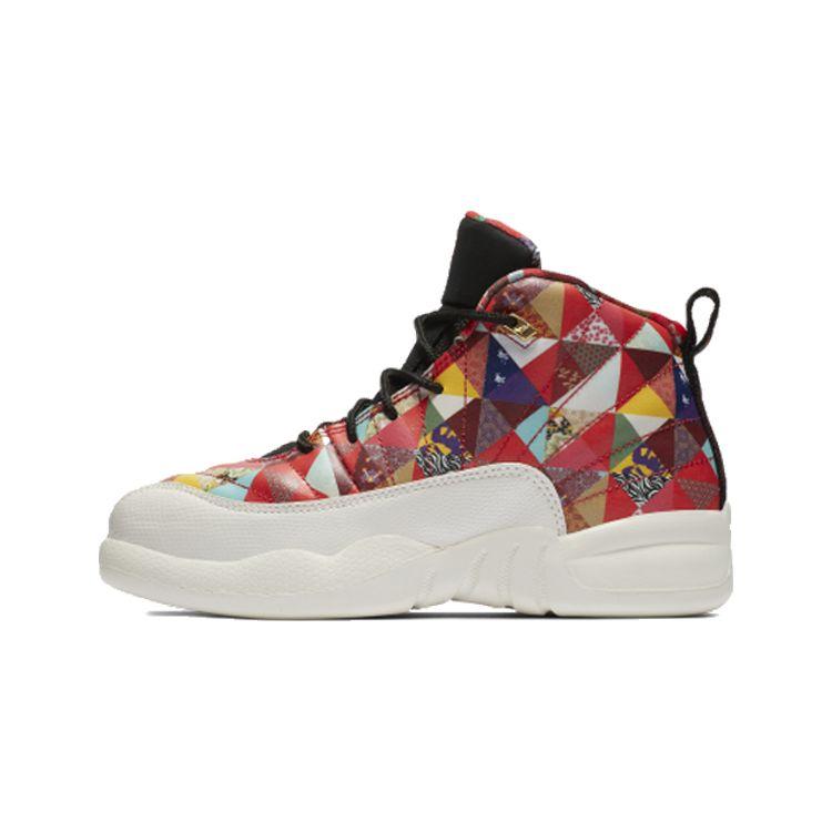 

Air Jordan 12 Retro PS Детские кроссовки на китайский Новый год 2019, разноцветные парусно-металлик-золотые, настоящие красные BQ6498-600
