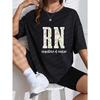 White T-Shirt With Floral RN Design And Registered Nurse Text For Nurses And Healthcare Professionals