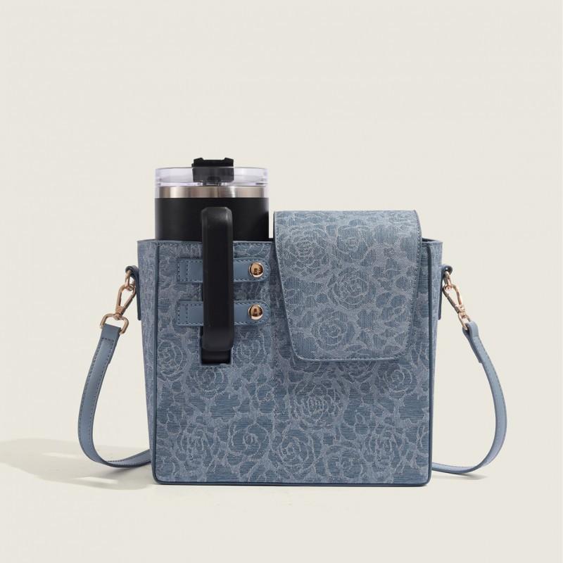 Outdoor Portable Cross-body Water Cup Bag Beverage 2026 Multifunctional Universal Large Thermos Protective Cover Storage синий