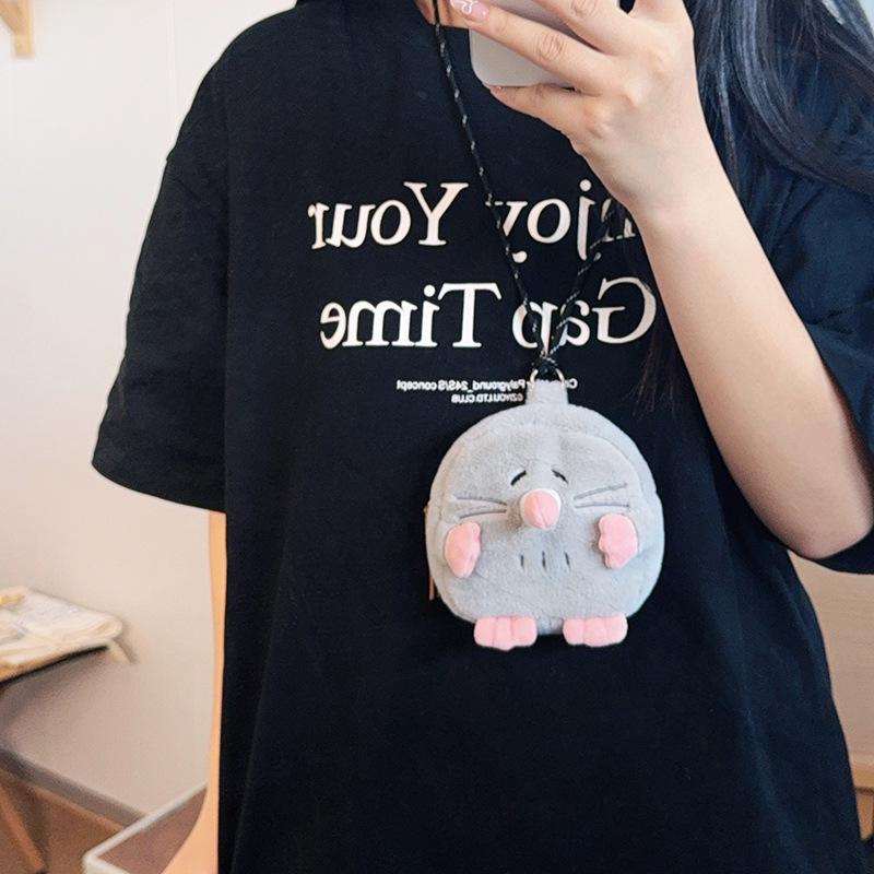 

Cat & Mole Plush Crossbody Bag with USB Flash Drive Holder - Original Design, Cute Animal Gift