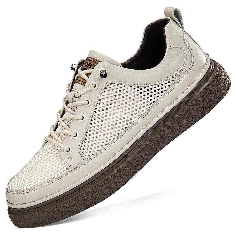 

Men s shoes Hollow mesh shoes Men s sports shoes Breathable driving shoes One pedal Lazy shoes Casual board shoes 45 бежевый