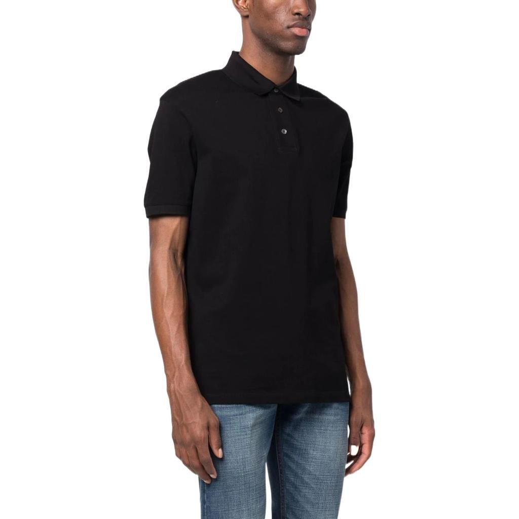 Emporio Armani Solid Color Buttoned Short Sleeve Polo Shirt Men tops Black 3R1FG4-1JTKZ-0079