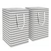 2PCS Laundry Basket Reinforced Long Handle Precise Stitching Foldable Cloth Canvas Baskets for Home