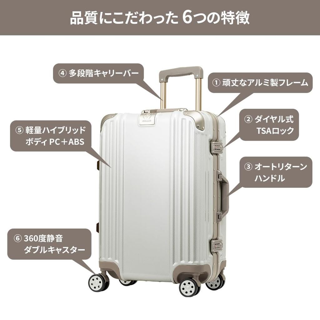 Suitcase Shockproof Aluminum Frame Carry Case S Size Quiet Double Casters TSA Lock Carry Bag Business Travel [Legend Walker] Carry-on (1-3
