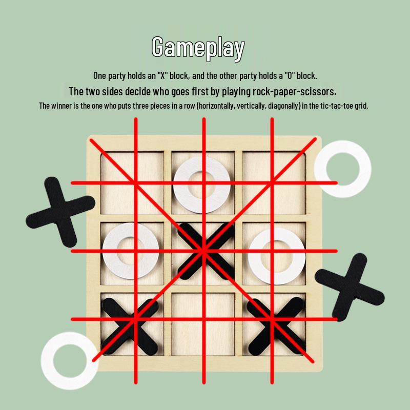 Wooden Tic-Tac-Toe Nine-Grid XO Game: Educational Toy for Children