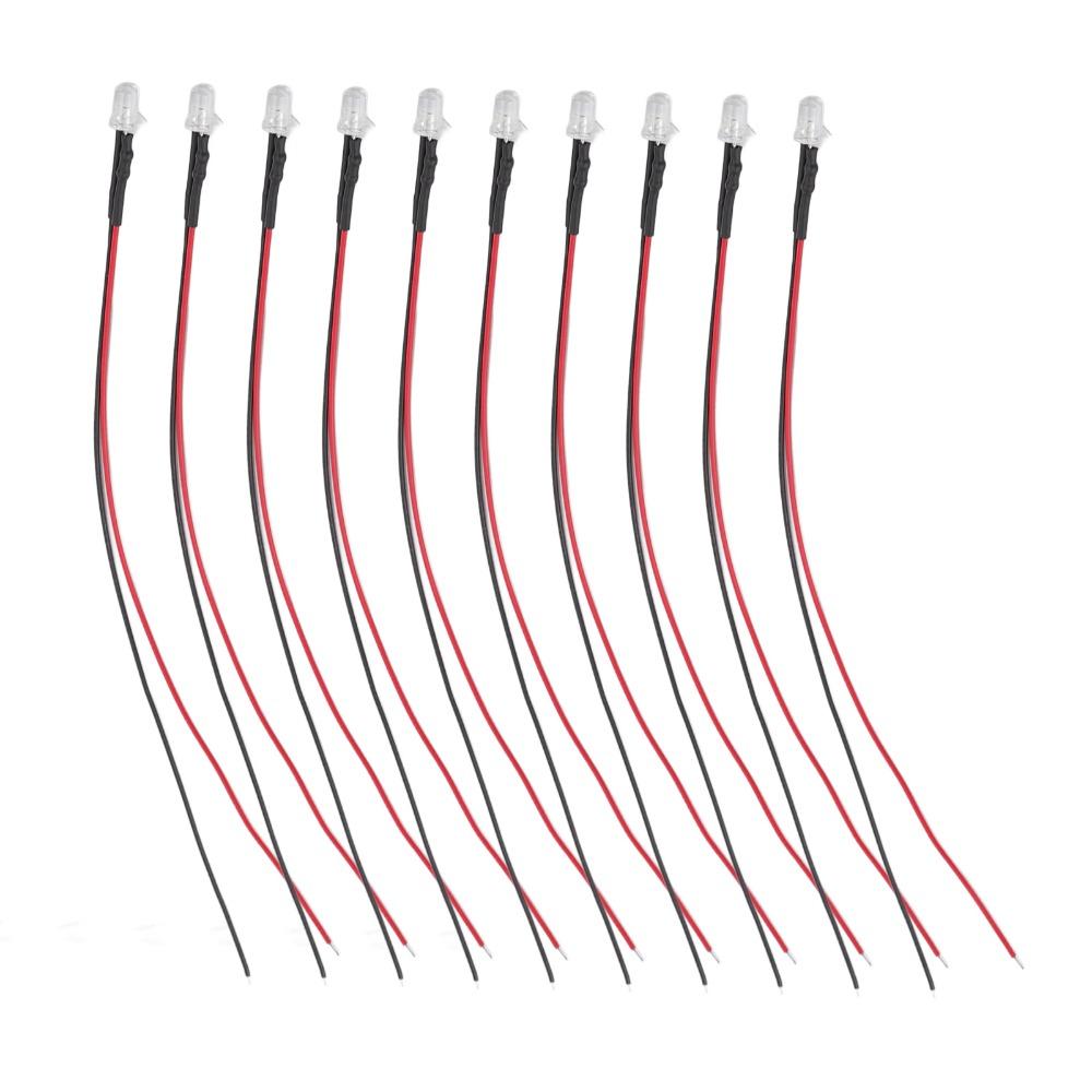 20PCS 5mm Prewired LED Diodes 5‑12V LED Light Diodes Mini LED Diodes Circuit Science Experiment
