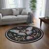 Floral Round Rug with Cockatoo Design, Washable Carpet Boho Vintage Crow Rug for Living Room, Bedroom, Home Decor Floor Mat