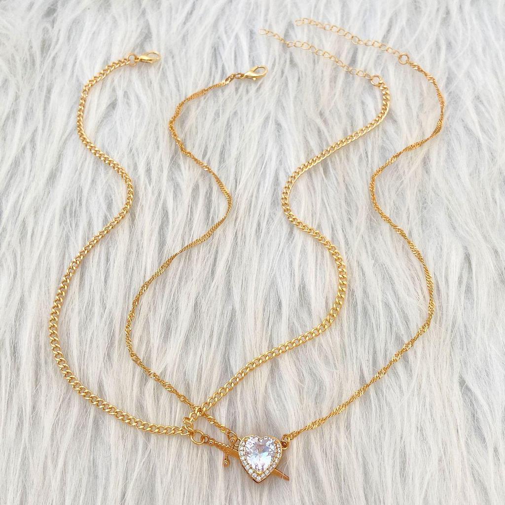 Gothic Heart & Wings Necklace – Retro Arrow Clavicle Chain Accessory