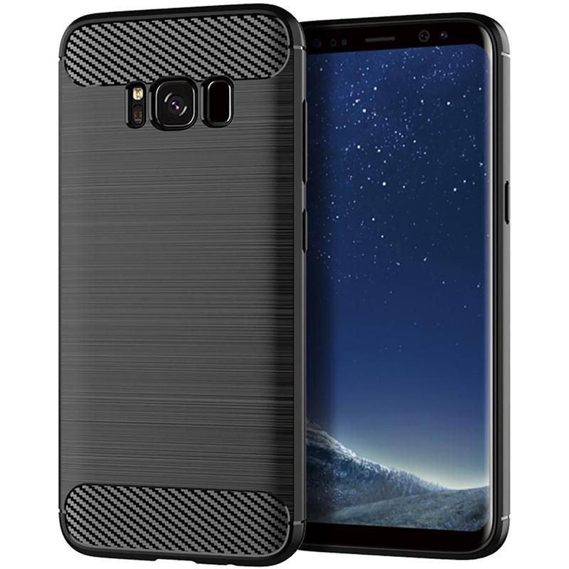Custodia in Silicone Antiurto per Samsung S8 Plus Galaxy S8+ Custodia in Fibra di Carbonio Spazzolata per Galaxy s8plus Cover Posteriore Coque Fundas