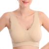 Solid Color Women Lace Trim Seamless Padded Wire Free Bra Crop Top Underwear