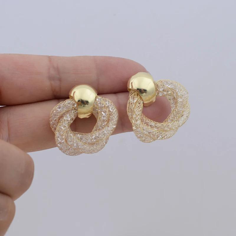 

Трендовые металлические сетчатые серьги-гвоздики с ветряной мельницей и цветком для женщин, изысканная геометрия, золотые ювелирные аксессуары, оптовая продажа, подарок для девушки золотой