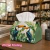 1pc, 2d Flat Printing, Tissue Box Tropical Toucan and Banana Leaf Pattern Printing Party Tissue Box, Multifunctional Kitchen and Dining Table, Coffee 