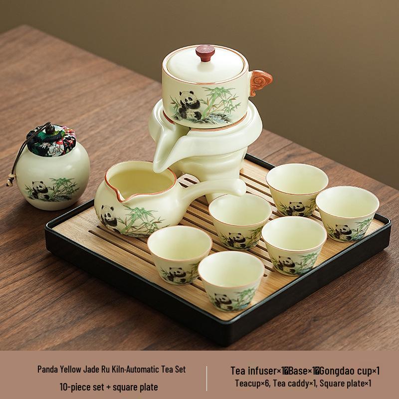 Panda Ru Kiln Kung Fu Tea Set: 2024 Gaiwan & Teapot, Ideal for Home or Gift