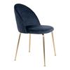 2 Blue Velvet Dining Chairs with Brass Legs
