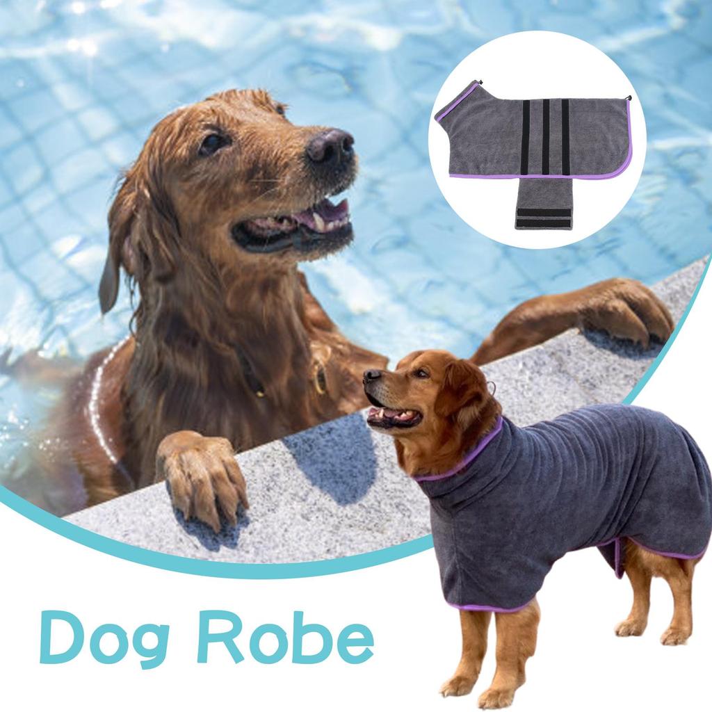 Pet Bathrobe Soft Super Absorbent Microfiber Towel Pet Bathrobe Jacket For Home Grooming Winter Puppy Swimming Bathing Rainy