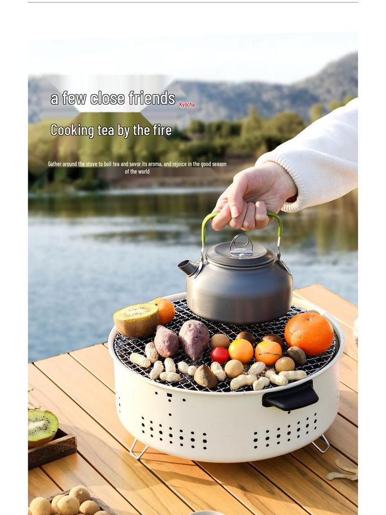 Portable Multifunctional Stainless Steel Charcoal Grill - Outdoor/Indoor Campfire, Barbecue, Water Boiler, Tea Stove