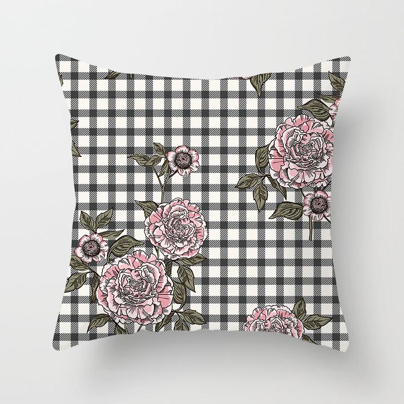 Ins Small Fresh Plant Car Sofa Pillow Cushion Cover Office Printed Lumbar Cushion Home Supplies