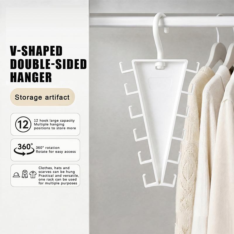 1/2Pcs V Shaped Space Saving Hanger 12 Hooks Clothes Organizer Vertical Closet Storage Rack For Bedroom Wardrobe Hat Belt Scarf