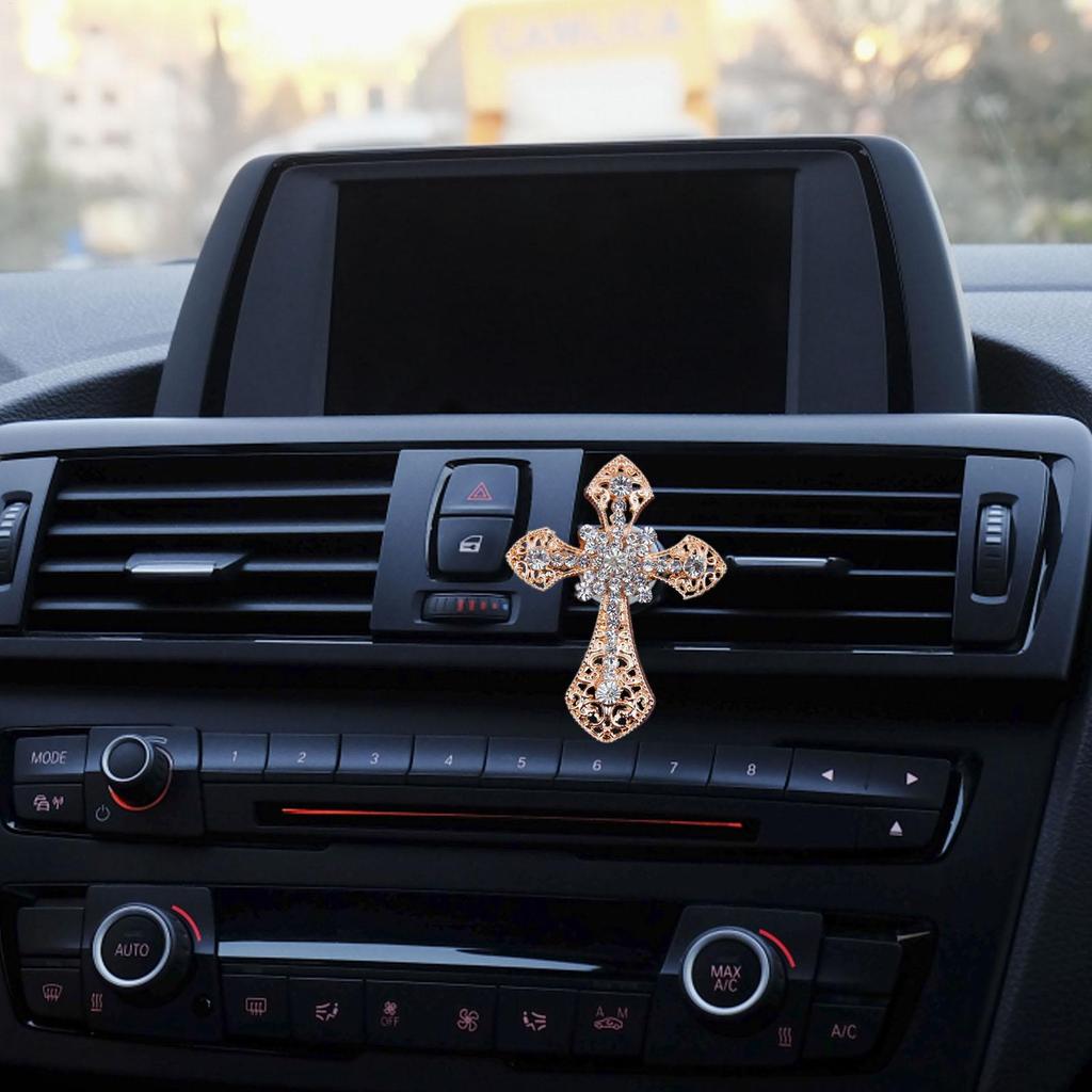 Car Vent Clips Crystal Cross Car Perfume Clips Car Air Fresheners Vent Clips for Women Cross Rhinestone Air Freshener Vent Clip