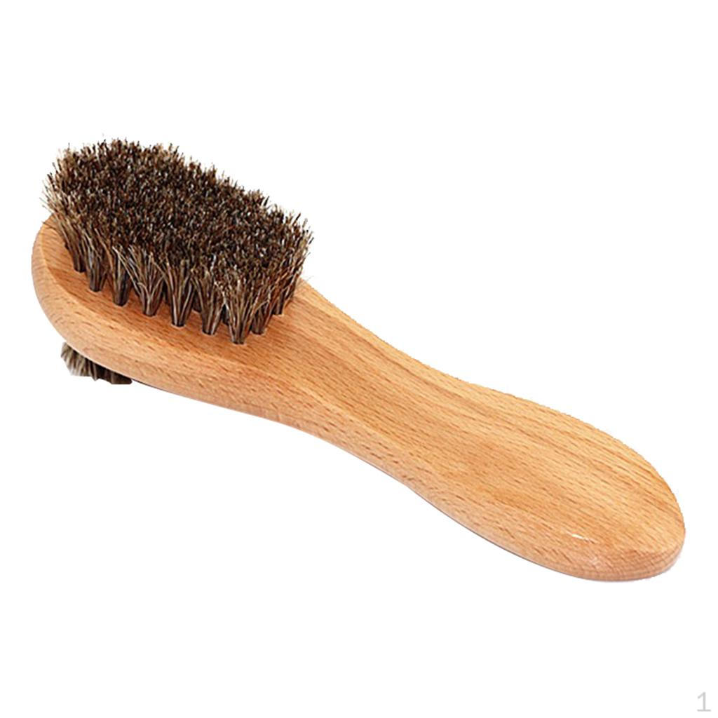 Natural Black Horsehair Shine Shoes Brush for Cleaning Boots