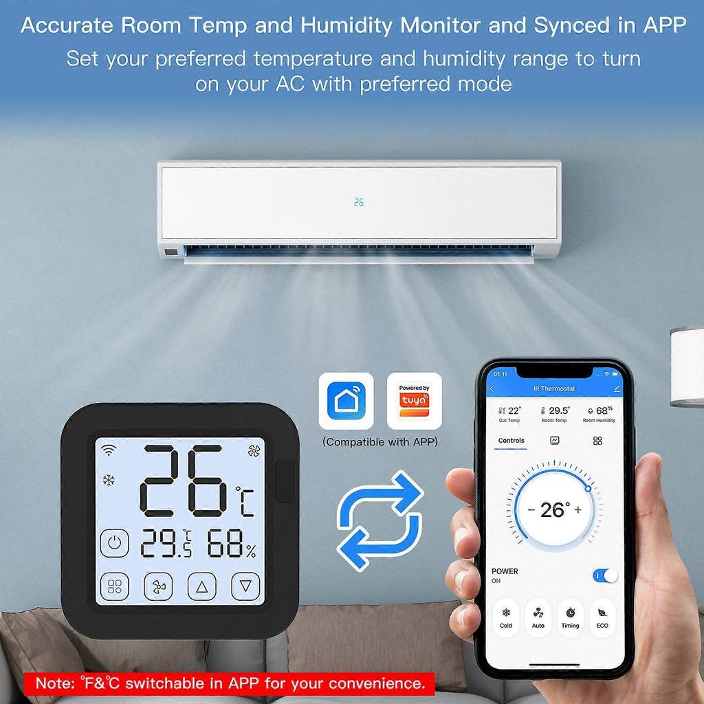 Wifi Tuya AC Thermostat Universal AC Remote Control Smart Life Temperature Threm