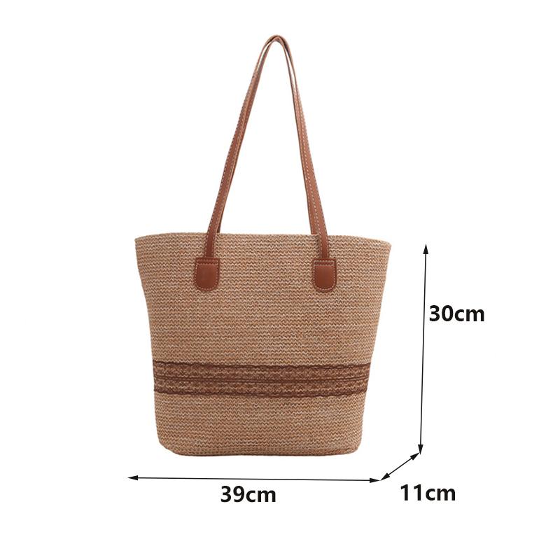 Yogodlns Women's Large Capacity Shoulder Bag Summer Straw Woven Basket Handbag Fashion Female Luxury Designer Beach Bag Shopper Tote Bag