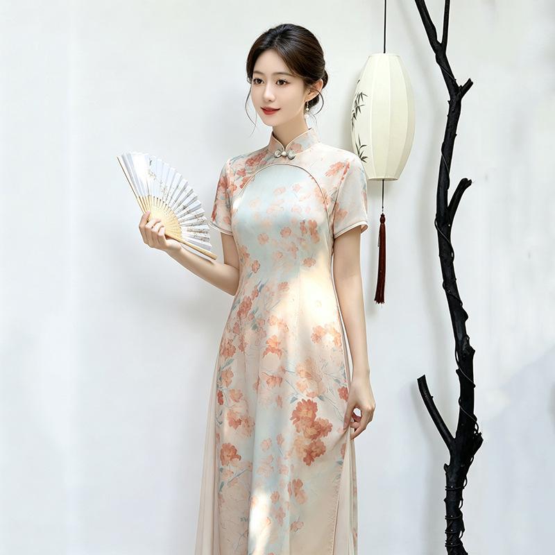 Skinny Aodai national style new Chinese Suzhou cheongsam improved young women's high sense daily wear dress