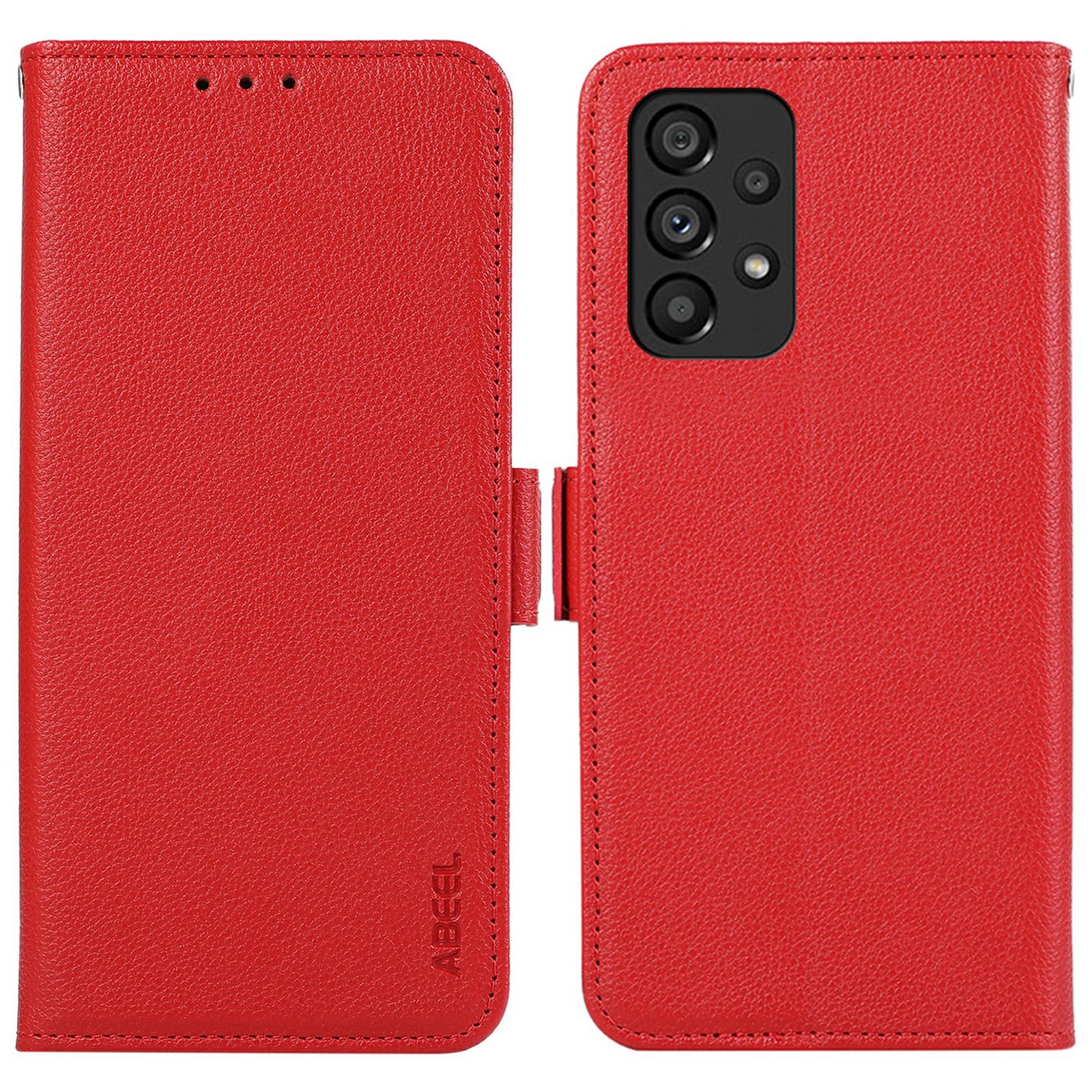 

ABEEL For Samsung Galaxy A23 4G/A23 5G (Global Version) Case Anti-Scratch PU Leather RFID Blocking Phone Shell Red