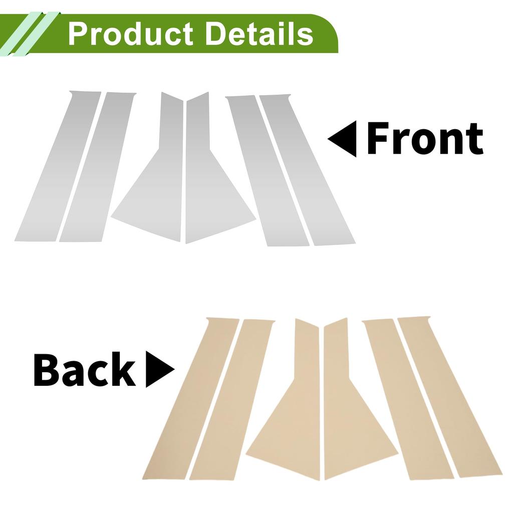 HOPESPANNER Silver Tone Door Pillar Window Trim Covers for Dodge Journey Front and Rear Left and Pillar Post Covers 6-Piece 2009-2020, Right,