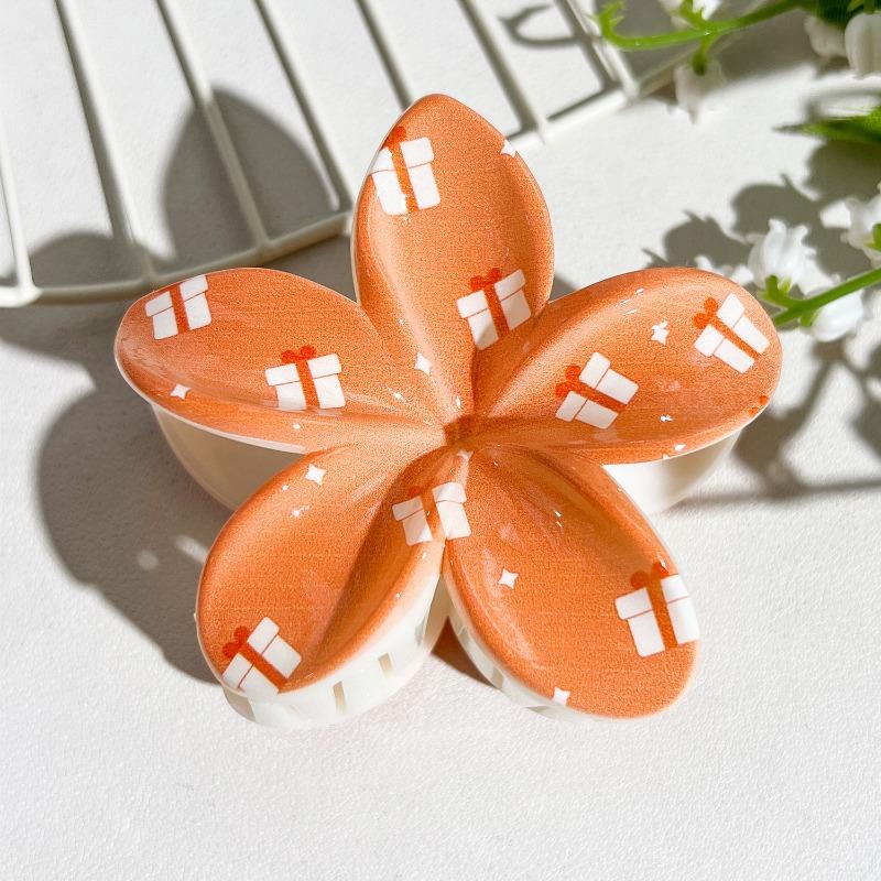 Printed Clips, Egg Flower Fresh and Light Hair Clips Back of The Head Updo Shark Clips