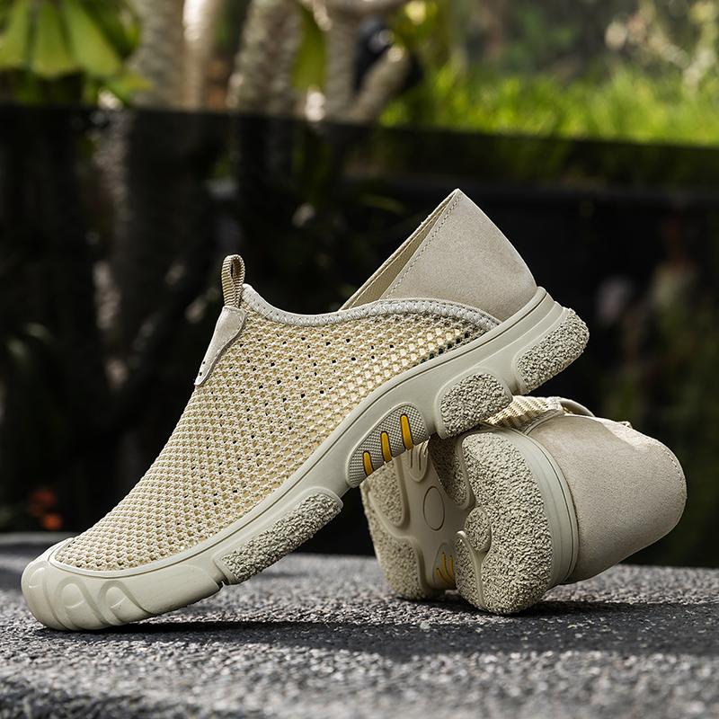 Fashion Comfy Male Walking Loafers Breathable Mens Casual Shoes New Summer Mesh Shoes Comfortable Walking Shoes Light Soft Sole Sneakers