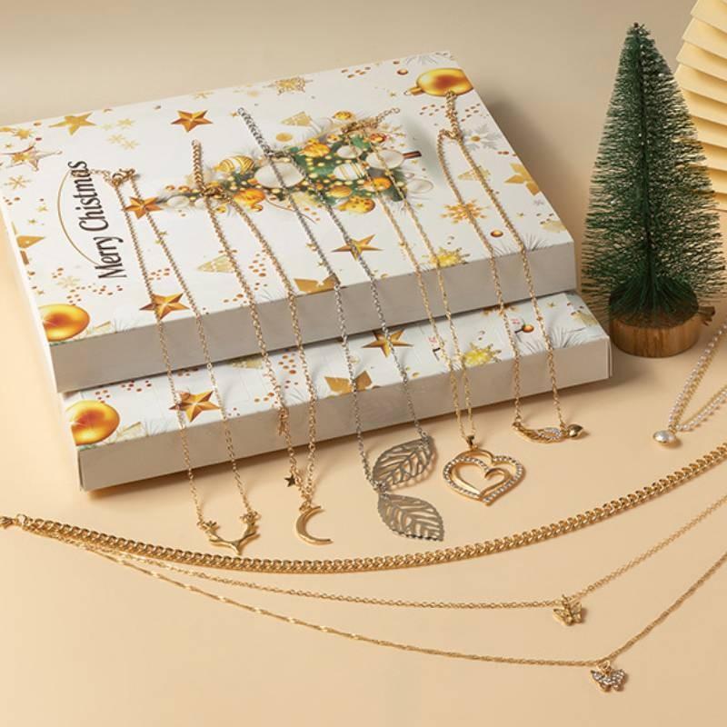 Christmas Faux Jewelry 24 Day Countdown Calendar Necklace Earrings For Girl