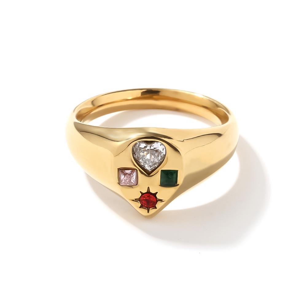 Trendiger Edelstahl-Achtzackstern-Ring für Damen mit Diamantakzenten