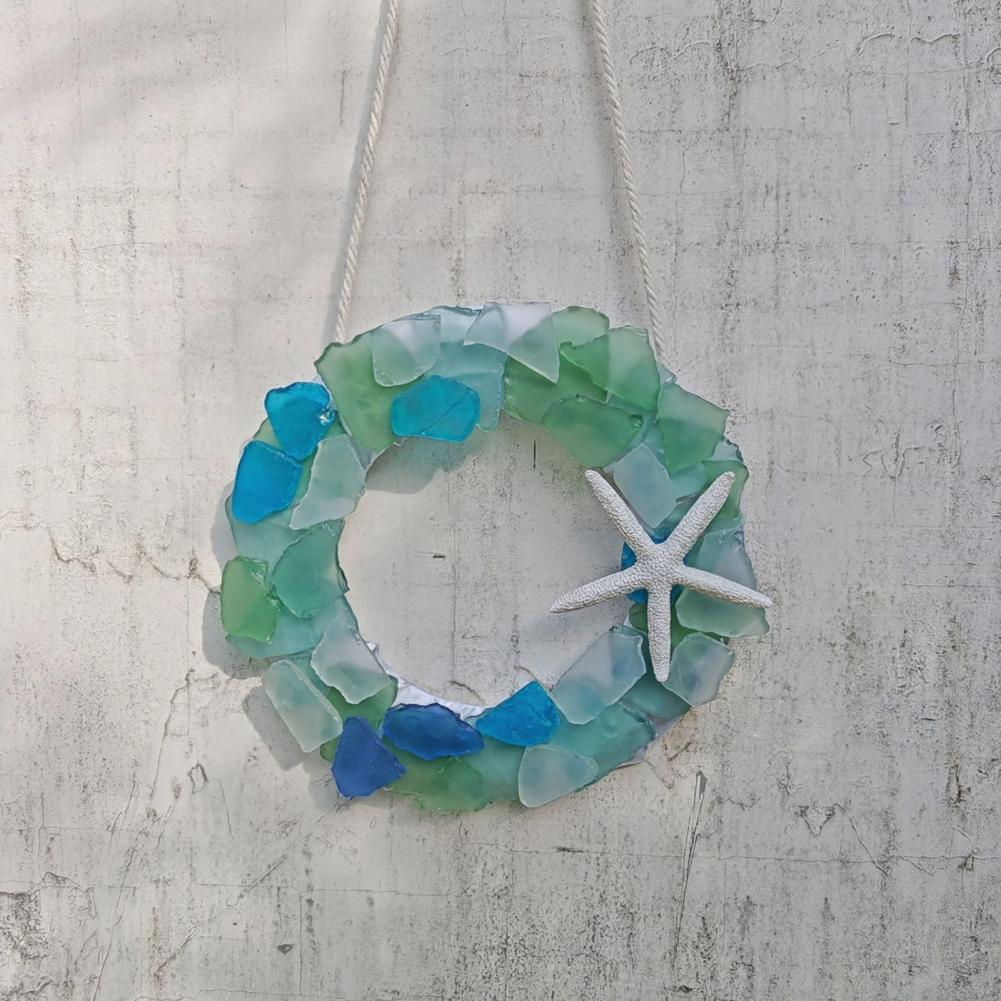Handmade Sea Glass Garland Coastal Home Decor Handmade Sea Glass Wreath Coastal Style Christmas Ornament Beach Decor for Front